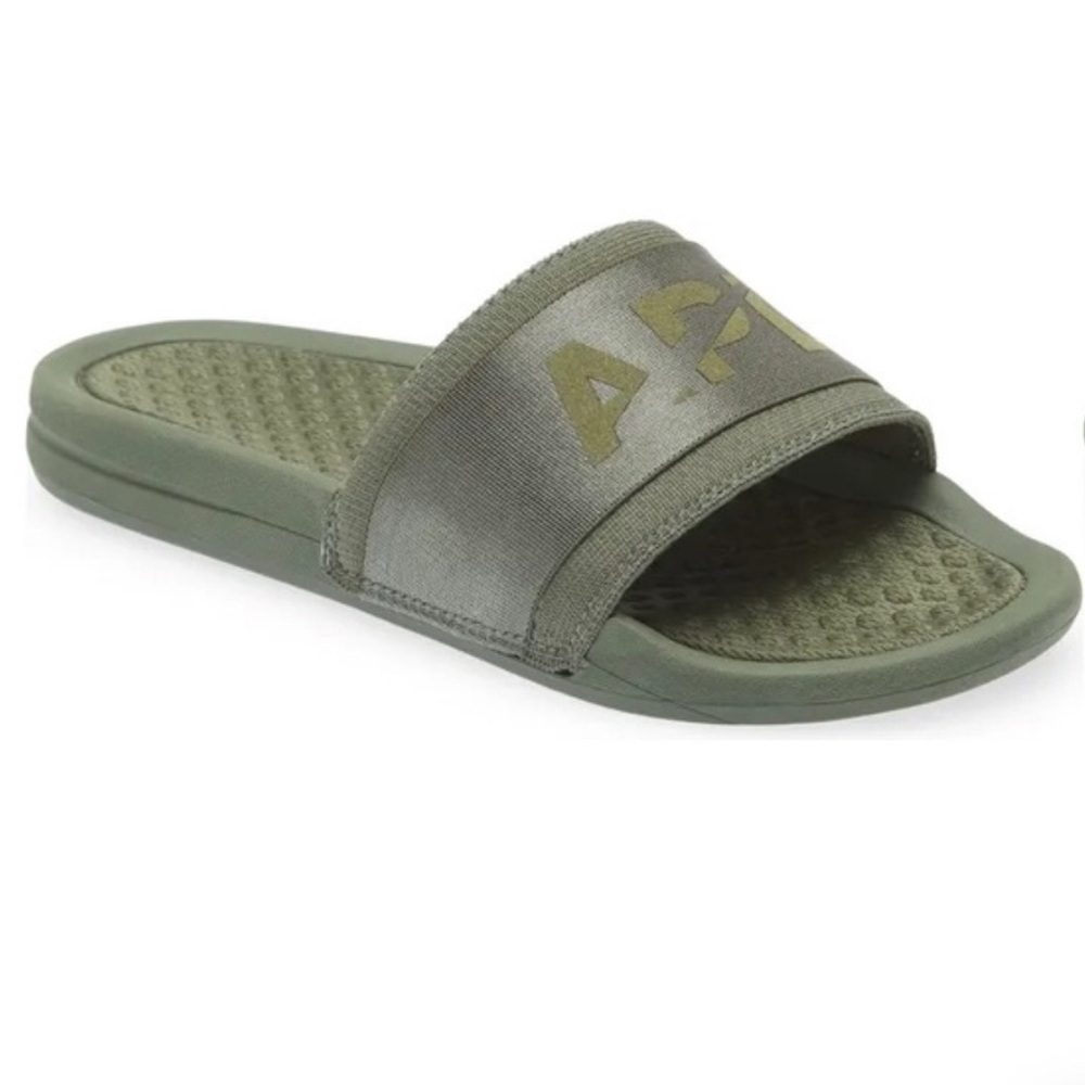 NWT APL Satin Slides in Fatigue size w’s 8 Eu. 38.5